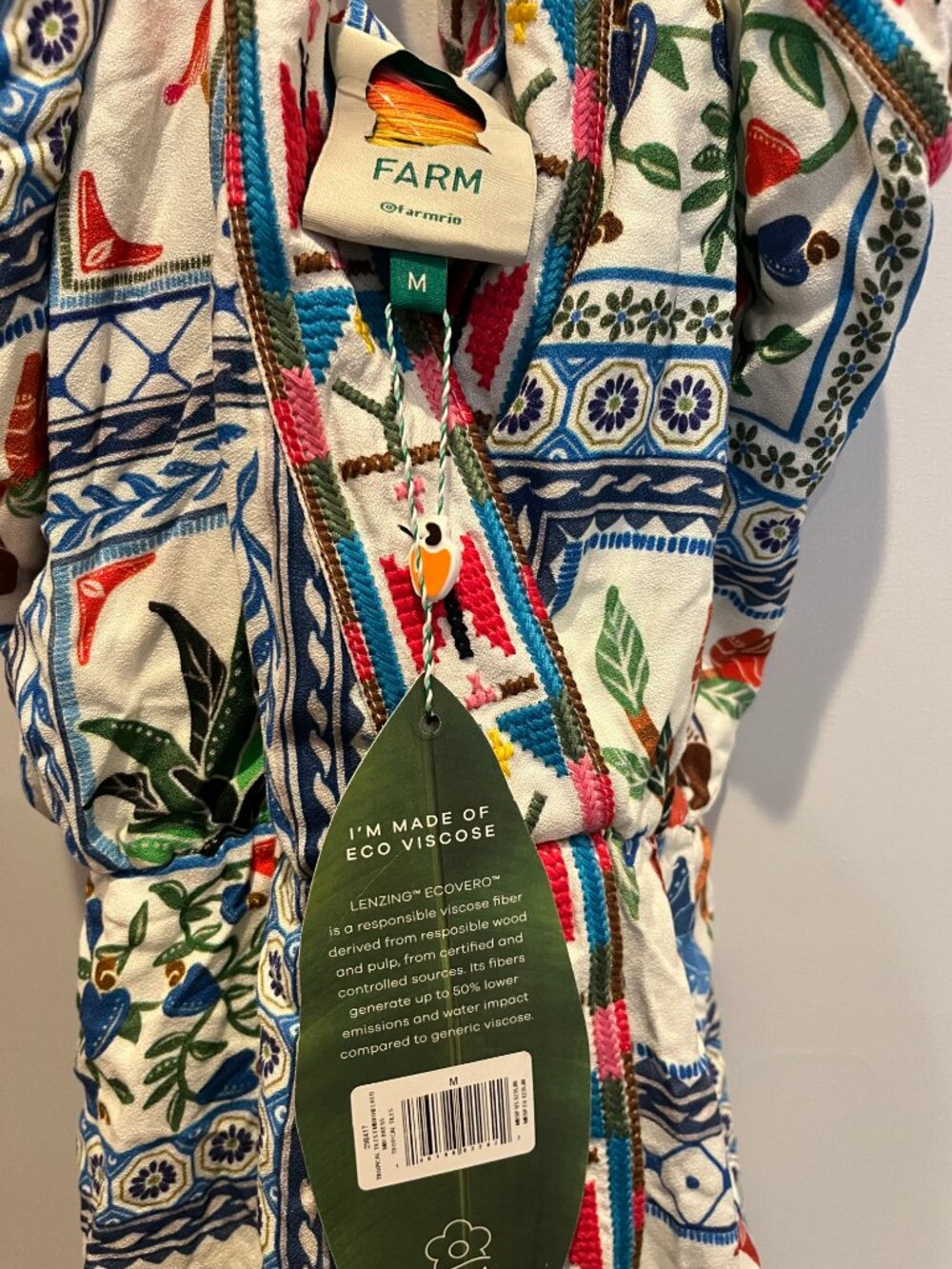 FARM Rio Tropical Tiles Embroidered Mini Dress M NWT - Picture 4 of 5